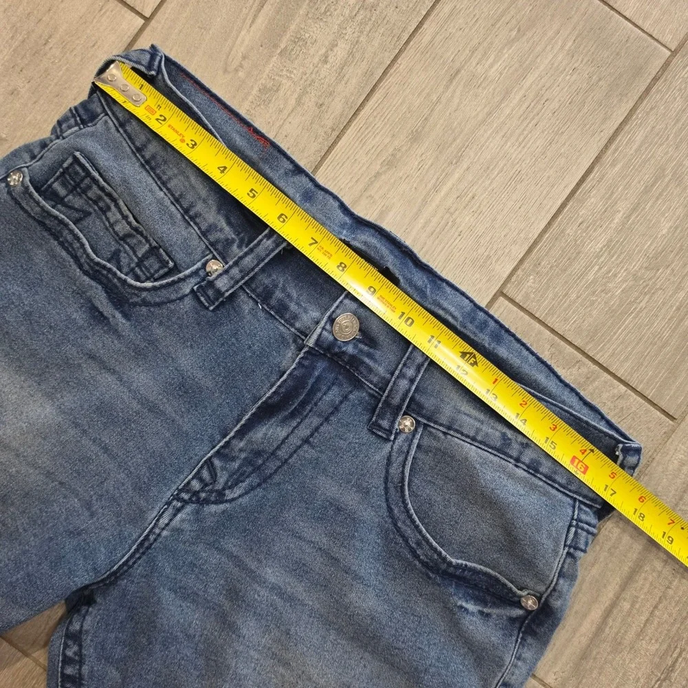 True Religion Ricky Relaxed Straight Big T Blue Denim Shorts Mens 32 Medium Wash